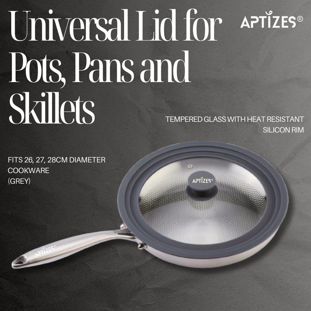APTIZES Triply Fry Pan Nonstick Surface with Universal Lid FDA Certified