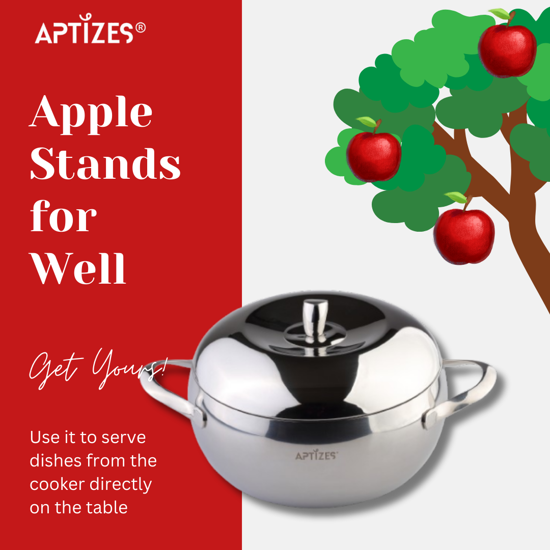 APTIZES Apple-Shaped Pot Steamer with Lid 2 Tier Steamer Insert PFOA-Free Cookware