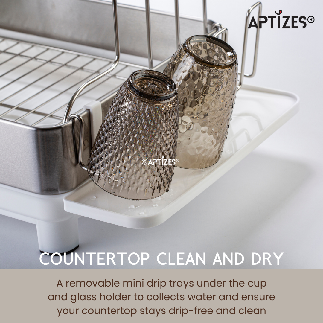 APTIZES Dish Drainer for Kitchen 304 Stainless Steel Dish Drying Rack Sink Accessories Rustproof