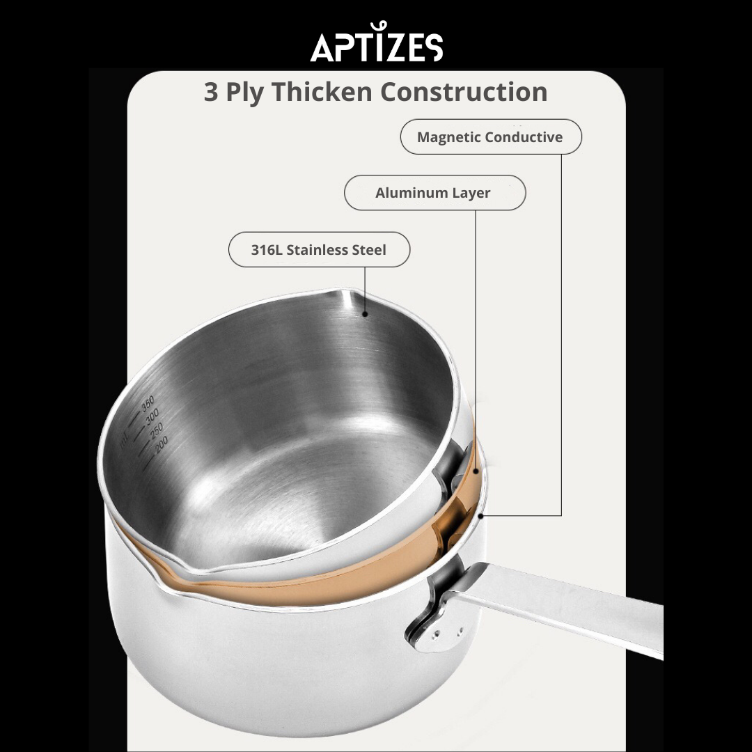 APTIZES Mini Pot 350ml 316L (18/10) Stainless Steel Sauce Pan