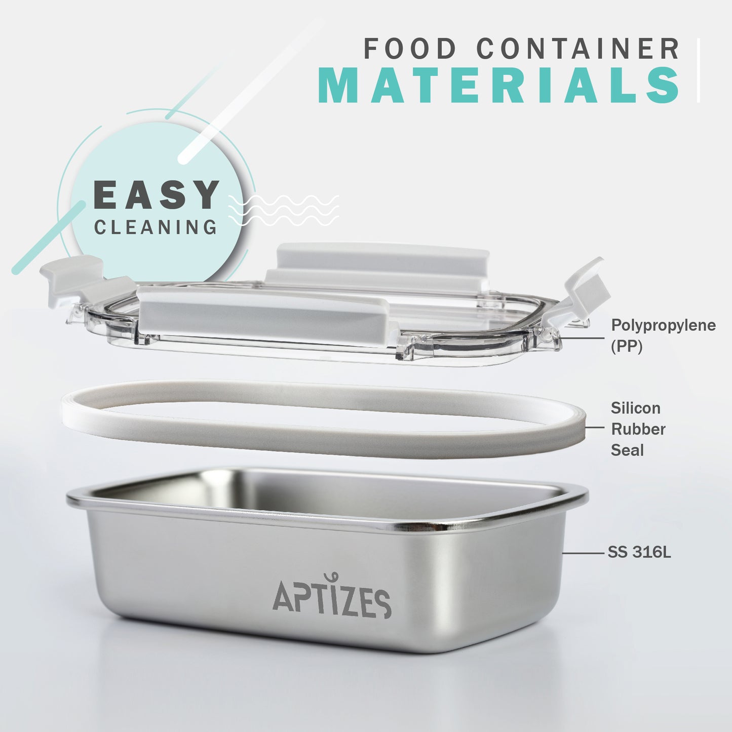 APTIZES 5X Corrosion Resistant Anti-Rust 316L (18/10) Stainless Steel Airtight Food Container