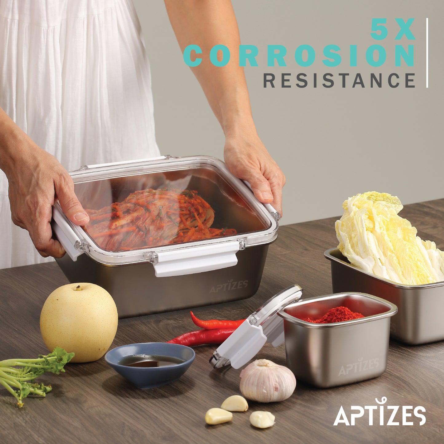 APTIZES 5X Corrosion Resistant Anti-Rust 316L (18/10) Stainless Steel Airtight Food Container