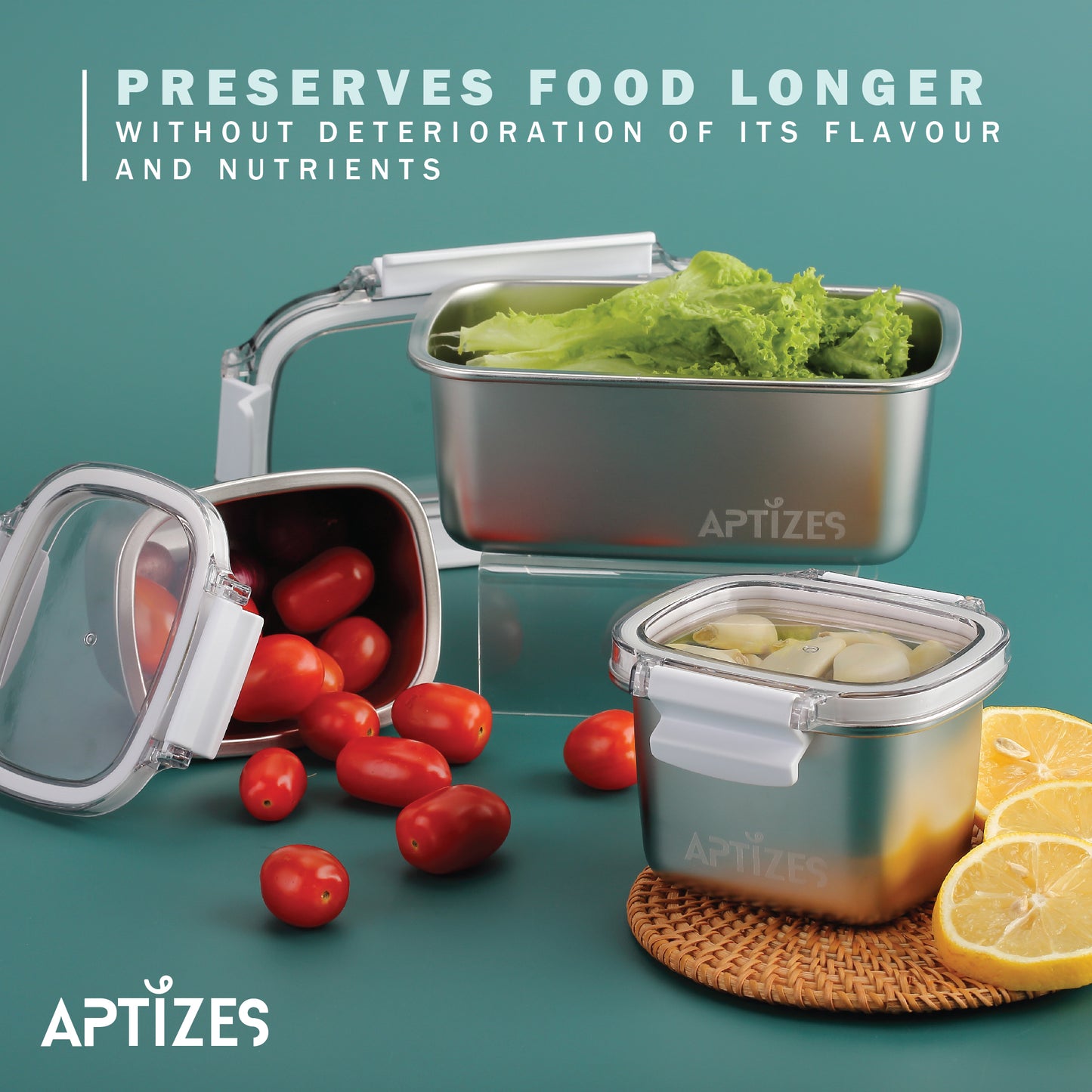 APTIZES 5X Corrosion Resistant Anti-Rust 316L (18/10) Stainless Steel Airtight Food Container