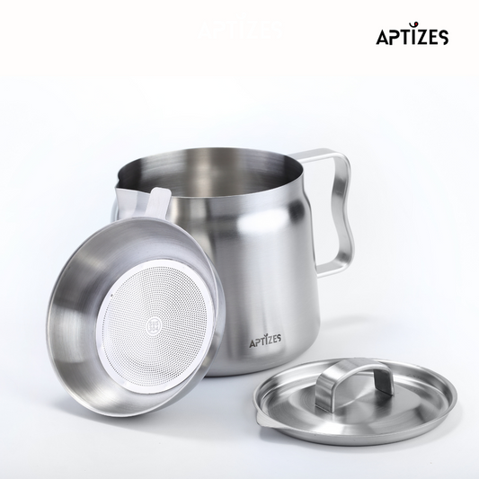 APTIZES Oil Strainer Pot 1.5 liters 304 (18/08) Stainless Steel  Filter Cooking Oil